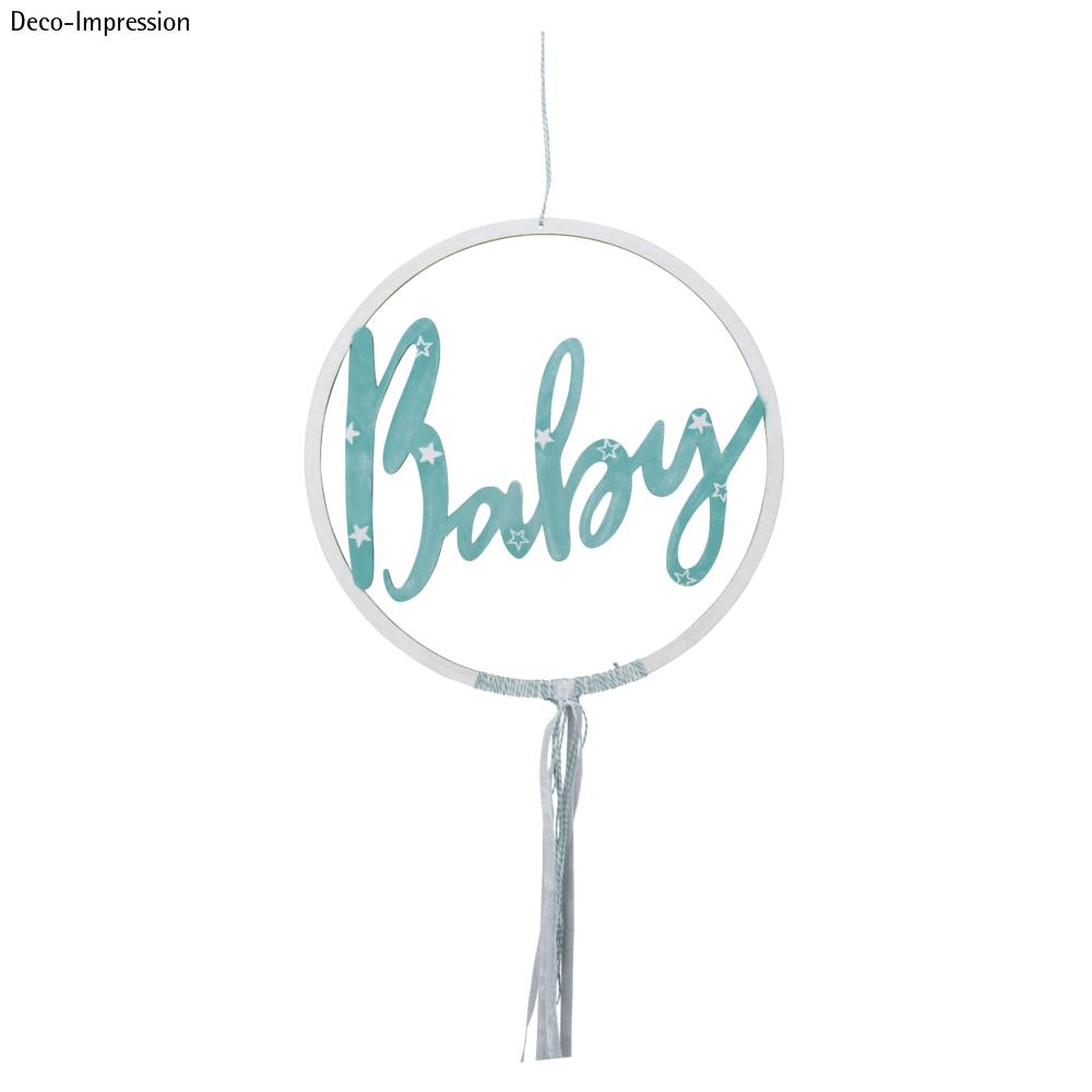 Couronne en bois "Baby" à suspendre - Rayher - FSC MixCred - 30 cm - Nature - Boîte 1 pièce