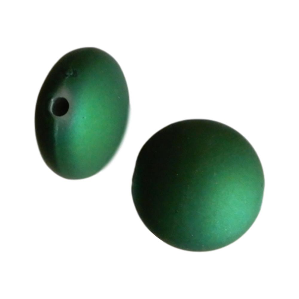 Boule aplatie 18 mm Satin vert