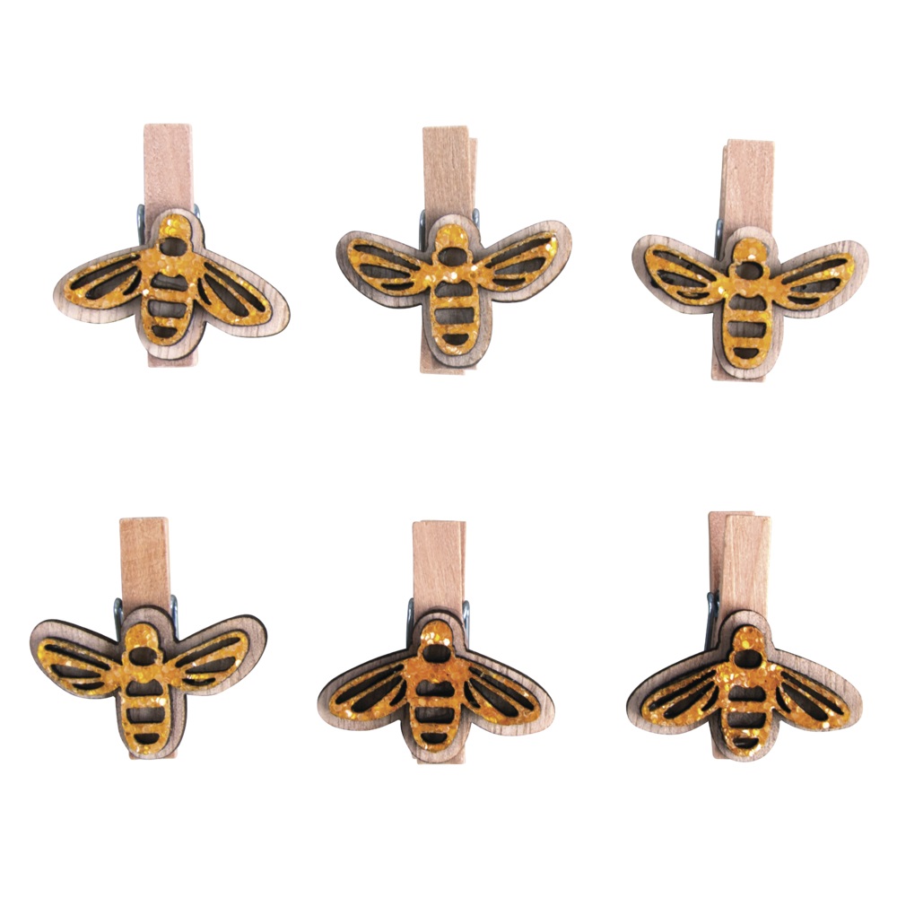 Pince en bois avec abeille