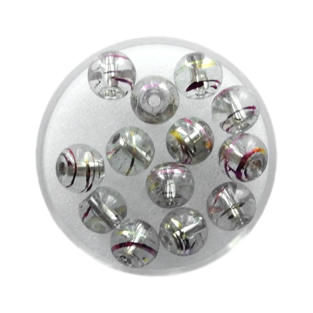 Boule 8 mm Gris et rose